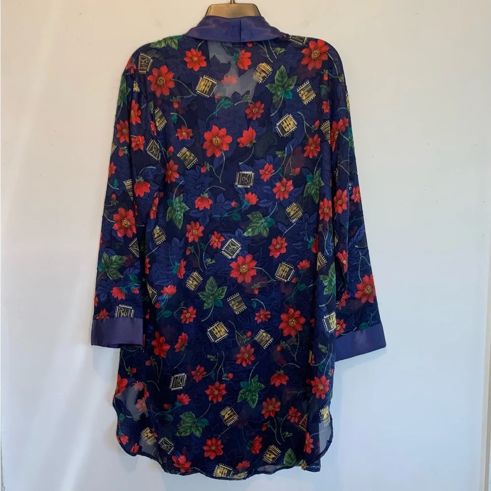 Kathryn Dark Florals Whimsigoth Semi Sheer Short Robe